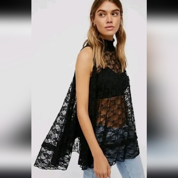 Free People Tops - Free People Black Lace Top